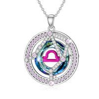TOUPOP Sterling Silver Crystal Zodiac Necklace Constellation Pendant-undefined