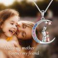 wholesale 925 Sterling Silver Metal Stone Sisters Moon Pendant Necklace  for Sister-in-Law-0-4