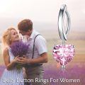 wholesale 925 Sterling Silver Dangle Clicker Belly Button Ring for Women Simple Reverse Navel Rings Body Jewelry-0-4