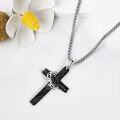 wholesale 925 Sterling Silver Black Crucifix with Anchor Pendant Chain Necklace for Men-0-3
