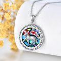 wholesale 925 Sterling Silver Round Abalone Shell Cross & Lamb Pendant Necklace for Men-0-4