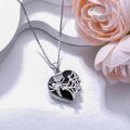 wholesale 925 Sterling Silver Spider Web Heart Shape Black Crystal Gothic Pendant Necklace-0-2