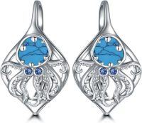 wholesale 925 Sterling Silver Turquoise Octopus Drop Earrings for Women Girls  4cm Length-08-Octopus Turquoise