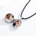 wholesale 925 Sterling Silver Moonstone Photo Locket Pendant Necklaces Personalized Gifts for Mom Dad Couples-0-4