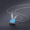 wholesale 925 Sterling Silver Blue Opal Bunny Pendant Necklace for Women and Girls-0-2