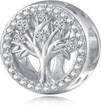 wholesale 925 Sterling Silver Tree of Life Birthstone Charms for Bracelets-04 Apr - Simulated Diamond