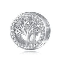 wholesale 925 Sterling Silver Tree of Life Birthstone Charms for Bracelets-04 Apr - Simulated Diamond