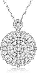 wholesale 925 Sterling Silver Round CZ Pave Circle Pendant Necklaces for Women  45cm Chain Length (Silver)-0-0