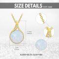 wholesale 14K Gold Round Opal Pendant Necklace with Diamonds and Chain - October Birthday Gemstone s for Women-0-3