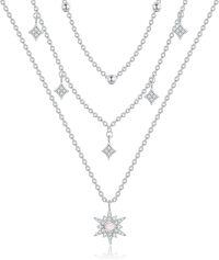 wholesale 925 Sterling Silver Star Pendant Multi-Layered Chain Necklace - Holiday Gift for Her-Star