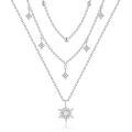 wholesale 925 Sterling Silver Star Pendant Multi-Layered Chain Necklace - Holiday Gift for Her-0-0
