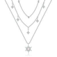 wholesale 925 Sterling Silver Star Pendant Multi-Layered Chain Necklace - Holiday Gift for Her-Star