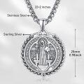 wholesale 925 Sterling Silver Saint Benedict Medal Pendant Necklace for Men & Women - Catholic Religious s-0-4