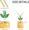 wholesale 925 Sterling Silver Plated Gold  Emerald and Yellow Crystal Flower Pendant Necklace for Women-0-5