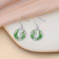 wholesale 925 Sterling Silver Sea Otter with Seaweed Circle Dangle Drop Earrings  for Women Girls-0-3