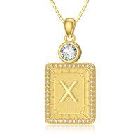 wholesale 925 Sterling Silver A-Z Initial Pendant Necklaces for Women-X