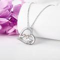 wholesale 925 Sterling Silver Heart-Shaped Necklace with Two Goats Pendant for Women Girls Mothers' Day Gift-0-2