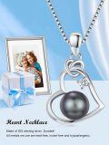 wholesale 18K Gold Plated 925 Sterling Silver & Tahitian Black Pearl Heart Pendant Necklace for Women-0-5