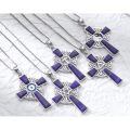 wholesale 925 Sterling Silver Lapis Lazuli Celtic Cross Trinity Knot Star of David Pendant Necklace-0-3