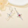 wholesale 925 Sterling Silver Birthstone Cross Dangle Earrings for Women-0-2