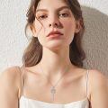 wholesale 925 Sterling Silver Key Pendant Necklace With Floral Design-0-2