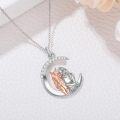 wholesale 925 Sterling Silver Moonstone Horse & Girl Pendant Necklace for Equestrian Lovers-0-1