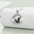 wholesale  Sterling Silver Abalone Celtic Moon Black Cat Tree of Life Necklace for Women -0-3