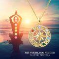 wholesale Gold 925 Sterling Silver Octagram Chakra Compass Necklace with 7 Colorful Stones and Infinity Symbol for Women's Yoga s-0-4