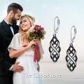 wholesale 925 Sterling Silver Black and White Opal Celtic Knot Drop Earrings with Leverbacks for Women-0-5