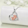 wholesale 925 Sterling Silver Heart Shaped Goat Pendant Necklace with Cubic Zirconia Accents for Women Girls Gifts Jewelry-0-1