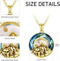 wholesale 925 Sterling Silver Round Blue Topaz Moon & Mountains Pendant Necklace for Women Christian s-0-4
