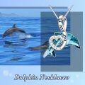 wholesale 925 Sterling Silver Blue Crystal Dolphin Necklace with I Love You Pendant - Mother's Day Gifts for Women and Girls-0-2