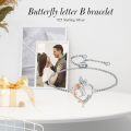 wholesale TOUPOP Rose Heart Bracelet For Women Sterling Silver Butterfly Initial B Letter Link Bracelet Anniversary Birthday Christmas Jewelry Gifts For Her Wife Girlfriend, Large -0-2