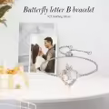 TOUPOP Sterling Silver & Rose Quartz Butterfly Initial Letter B Link Bracelet-0-2