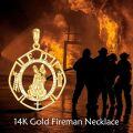 wholesale 14K Gold Saint Florian Firefighter Medal Cross Pendant Necklace Jewelry-0-4
