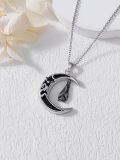 TOUPOP Sterling Silver Black Onyx Bat Cat Owl Fox Sun Moon Pendant Necklace-0-2