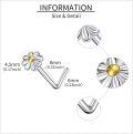 wholesale 925 Sterling Silver Flower Design L-Shaped Nose Ring (Rose Gold)-0-2