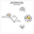 wholesale 925 Sterling Silver Flower Design L-Shaped Nose Ring (Rose Gold)-0-2