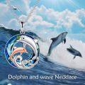 wholesale 925 Sterling Silver Blue Crystal Dolphins Pendant Necklace s for Women-0-4
