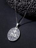 wholesale 925 Sterling Silver Virgin Mary Pray For Us Religious Medal Pendant Necklace for Women and Men-0-4