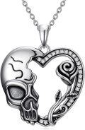 wholesale Skull Necklace For Women 925 Sterling Silver Heart Skeleton Necklace Rose/hand/bat/rib Cage Pendant Goth Gothic Jewelry Halloween Christmas Gifts For Women -0-0