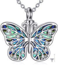 wholesale 925 Sterling Silver Butterfly Pet Paw Cremation Jewelry Maple Leaf Urn Keepsake Pendant Necklace for Ashes with Funnel and Fill Kit-Butterfly