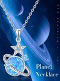wholesale Sterling Silver Space Jewelry Saturn Necklace Star Pendant Celestial Necklace for Women-0-4