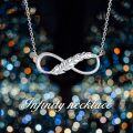 wholesale 925 Sterling Silver Infinity Feather Pendant Chain Necklace for Women Gold Plated  Length: Adjustable from 43cm to 61cm (Gold)-0-4