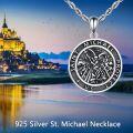 wholesale 925 Sterling Silver Saint Michael Protect Us Religious Pendant Necklace -0-3