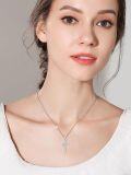 wholesale 925 Sterling Silver Rose Butterfly Cross Pendant Necklace for Women-0-5