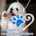 wholesale 925 Sterling Silver Dog Paw Print Blue Opal Heart Urn Pendant Necklace-0-0
