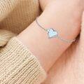 wholesale 925 Sterling Silver Blue Fire Opal Heart-Shaped Mushroom Pendant Chain Bracelet for Women Gifts-0-4