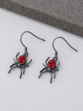 wholesale 925 Sterling Silver Red Crystal Spider Halloween Dangle Earrings-0-4