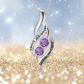 wholesale 925 Sterling Silver Twisted Pendant With Purple Stones-0-25